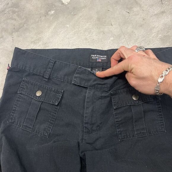 Polo Jeans Co. Ralph Lauren Women's Blue Canvas Pant Front Button Pocket Size 10 - Picture 6 of 9